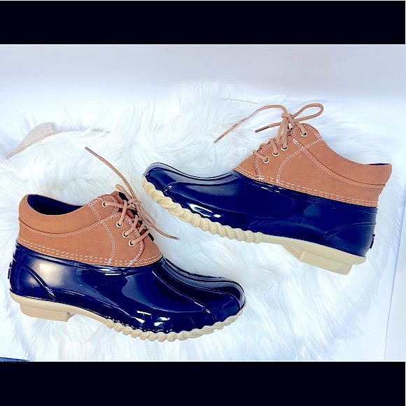 Tommy Hilfiger Women's Heat Rain Snow Boot (Navy & Tan) w/Tommy Stripes Back, 8 - Picture 3 of 17
